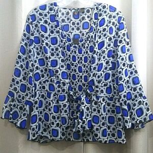 Serenade Two Piece Women's Top Blue White Black Large Ribbed tank Sheer cover